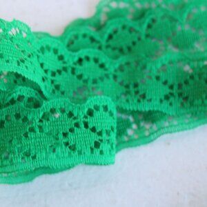 Vintage Green Lace Trim, 4 Yards, .75" wide, Nylon, Sewing Supply